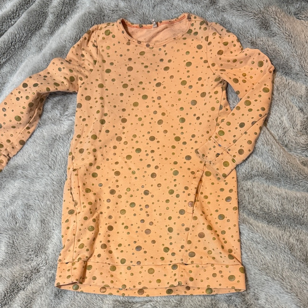 FabKids Peach and Gold Polka Dot Dress